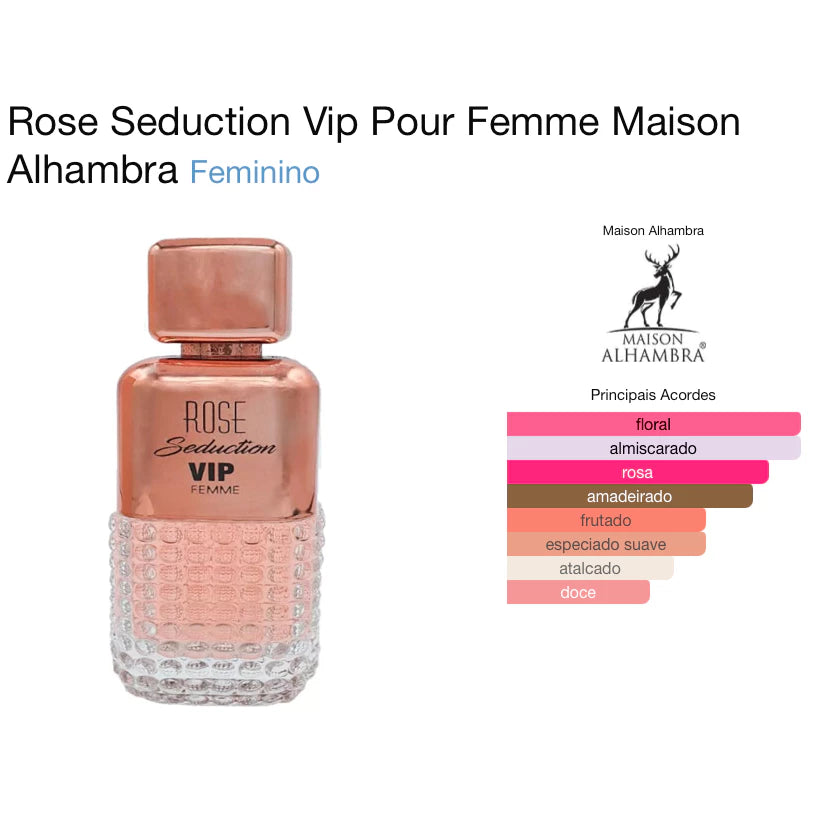 Rose Seduction Vip Maison Alhambra Eau de Parfum Feminino 100ml